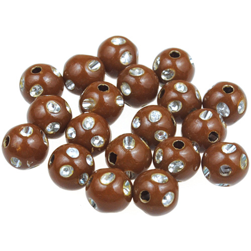 Koraliki kule ala cyrkonie / akrylowe / brązowe / 8mm / 50szt-12873