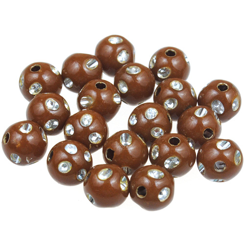 Koraliki kule ala cyrkonie / akrylowe / brązowe / 8mm / 50szt-12873