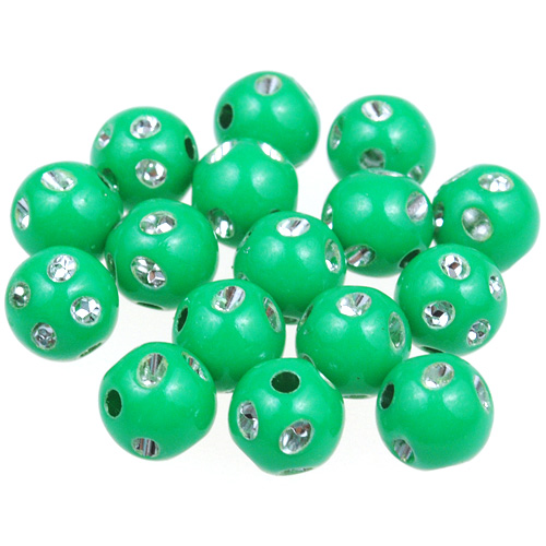 Koraliki kule ala cyrkonie / akrylowe / zielone / 8mm / 50szt-12875