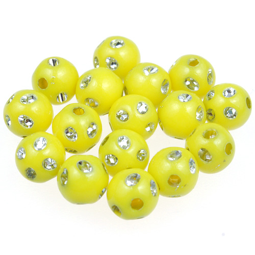 Koraliki kule ala cyrkonie / akrylowe / żółte / 8mm / 50szt-12876