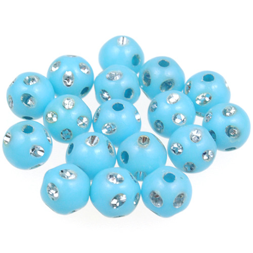 Koraliki kule ala cyrkonie / akrylowe / j.niebieskie / 8mm / 50szt-12877