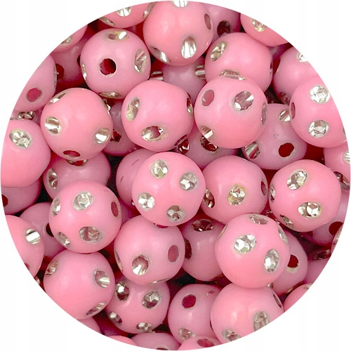 Koraliki kule ala cyrkonie / akrylowe / j.różowe / 8mm / 50szt-7811