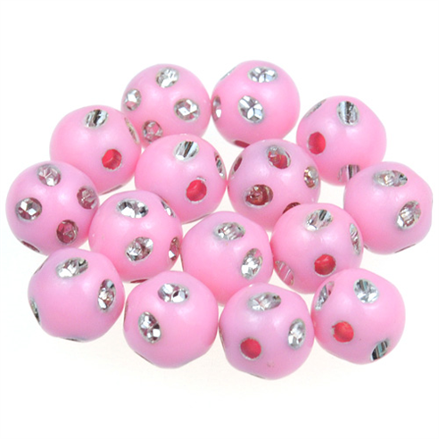 Koraliki kule ala cyrkonie / akrylowe / j.różowe / 8mm / 50szt-12878