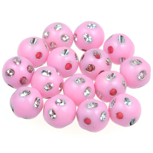 Koraliki kule ala cyrkonie / akrylowe / j.różowe / 8mm / 50szt-12878