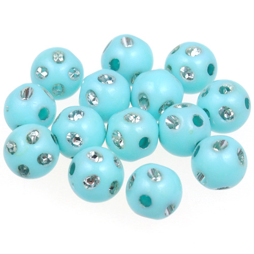 Koraliki kule ala cyrkonie / akrylowe / j.niebieskie / 8mm / 50szt-12880