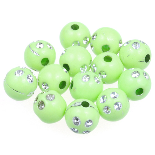 Koraliki kule ala cyrkonie / akrylowe / j.zielony / 8mm / 50szt-12881