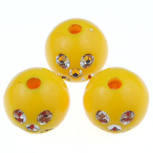 Koraliki kulki ala cyrkonie / akrylowe / żółte / 12mm / 20szt-12865