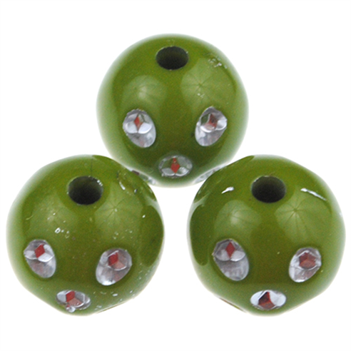 Koraliki kulki ala cyrkonie / akrylowe / zielone / 12mm / 20szt-12866