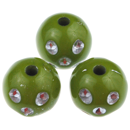 Koraliki kulki ala cyrkonie / akrylowe / zielone / 12mm / 20szt-12866