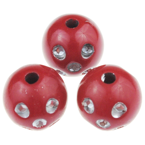 Koraliki kulki ala cyrkonie / akrylowe / czerwone / 12mm / 20szt-12882