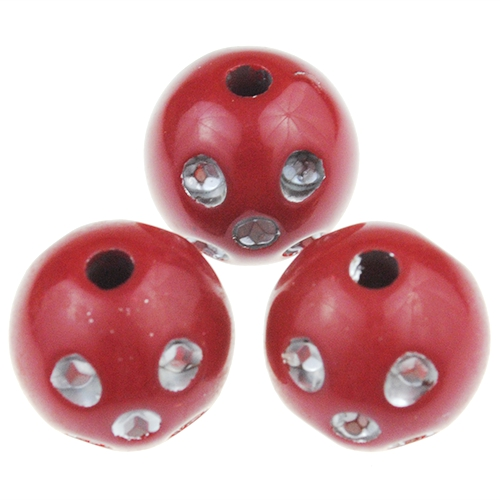 Koraliki kulki ala cyrkonie / akrylowe / czerwone / 12mm / 20szt-12882