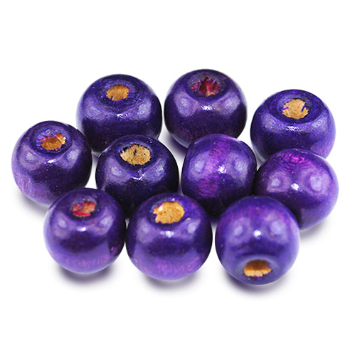 Koraliki kulki / drewniane / fioletowe / 10mm / 30szt-12892