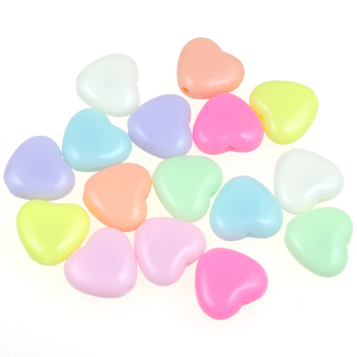 Miks koraliki serca / akrylowe / multikolor / 11x12x5mm / 30szt-12915