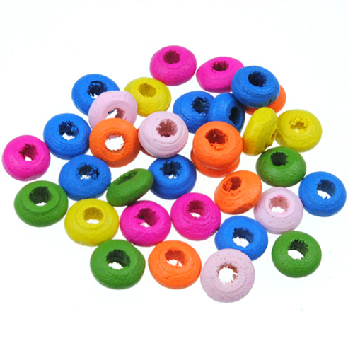 Miks koraliki płaskie dyski / drewniane / multikolor / 6x3mm / 200szt-12907