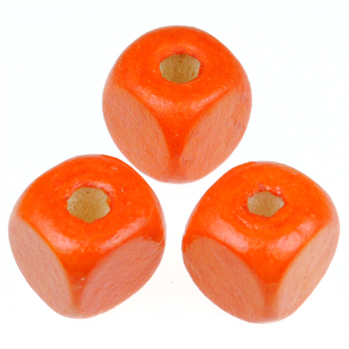 Koraliki sześciany kostki / drewniane / pomarańczowe / 10mm / 20szt-12890