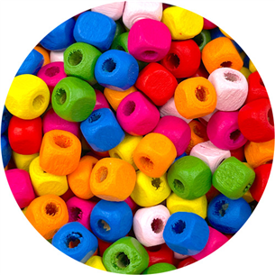 Miks koraliki sześcian / drewniane / multikolor / 6x6x6mm / 100szt-7661