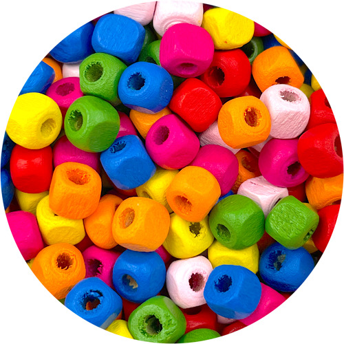 Miks koraliki sześcian / drewniane / multikolor / 6x6x6mm / 100szt-7661 Miks koraliki sześcian / drewniane / multikolor / 6x6x6mm / 100szt-7661