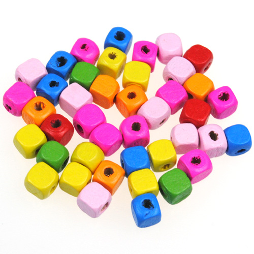 Miks koraliki sześcian / drewniane / multikolor / 6x6x6mm / 100szt-12920 Miks koraliki sześcian / drewniane / multikolor / 6x6x6mm / 100szt-12920