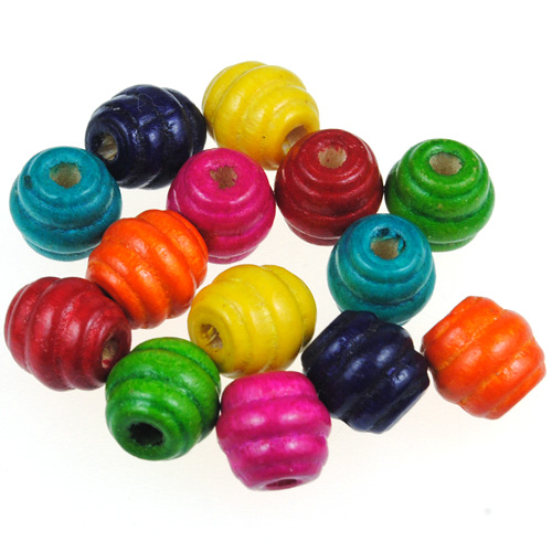 Miks koraliki beczułki / drewniane / multikolor / 10x10mm / 20szt-12924