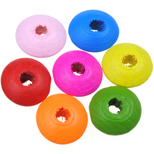 Miks koraliki płaskie dyski / drewniane / multikolor / 14x6mm / 50szt-12928