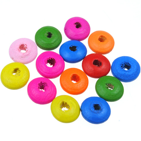 Miks koraliki płaskie dyski / drewniane / multikolor / 10x4mm / 100szt-12930