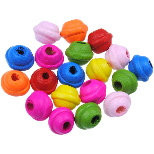 Miks koraliki okrągłe z paskiem / drewniane / multikolor / 7x6mm / 150szt-12934