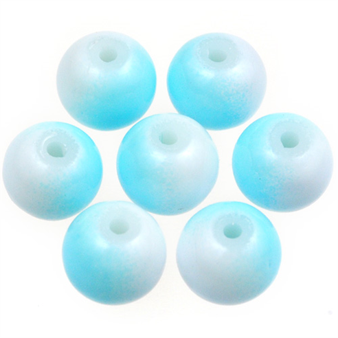 Koraliki DuoColor / szklane / biało-niebieskie / 8mm / 50szt-12938