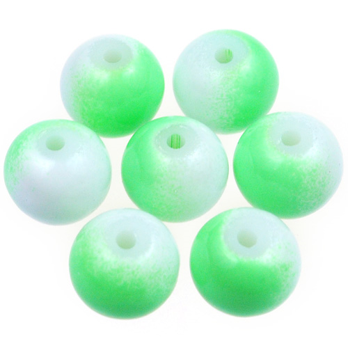 Koraliki DuoColor / szklane / biało-zielone / 8mm / 50szt-12939