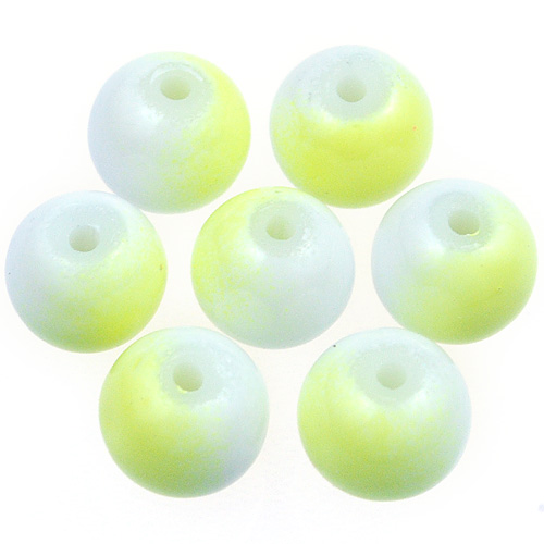 Koraliki DuoColor / szklane / biało-żółte / 8mm / 50szt-12940