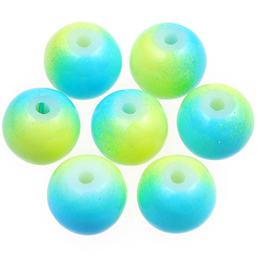 Koraliki DuoColor / szklane / żółto-niebieskie / 8mm / 50szt-12943