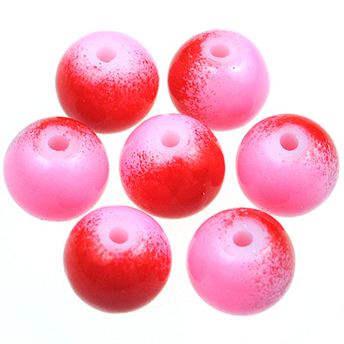 Koraliki DuoColor / szklane / różowo-czerwone / 8mm / 50szt-12944
