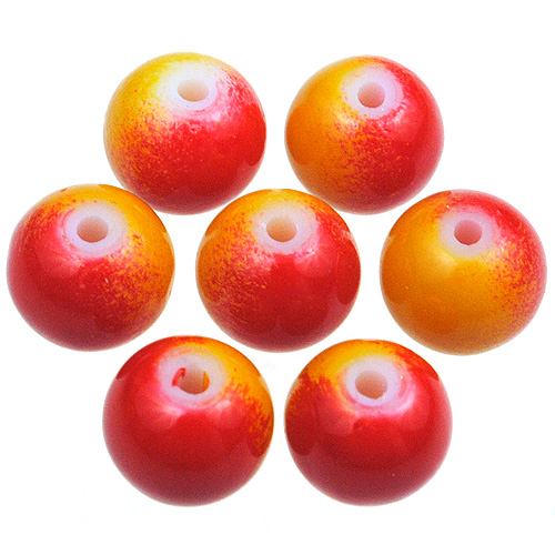 Koraliki DuoColor / szklane / czerwono-żółte / 8mm / 50szt-12945