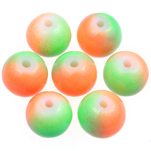 Koraliki DuoColor / szklane / zielono-pomarańczowe / 8mm / 50szt-12946