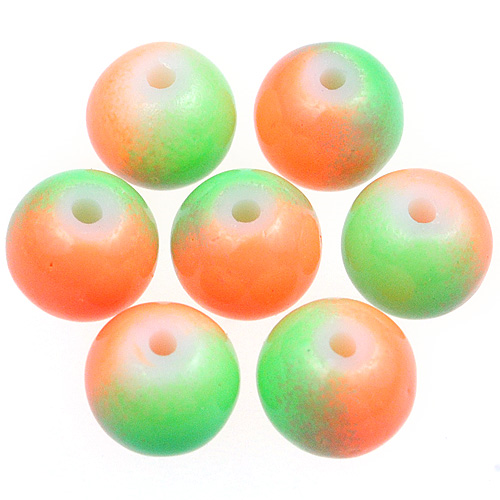 Koraliki DuoColor / szklane / zielono-pomarańczowe / 8mm / 50szt-12946