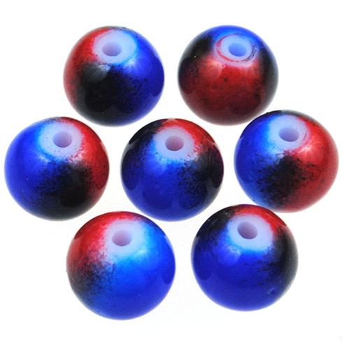 Koraliki DuoColor / szklane / czerwono-niebieskie / 8mm / 50szt-12949