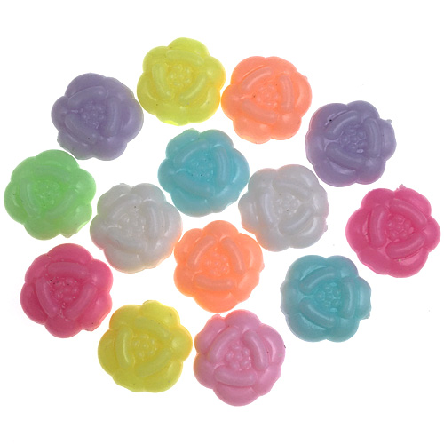 MIX koraliki kwiatki / akrylowe / multikolor / 10x5mm / 50szt-12937