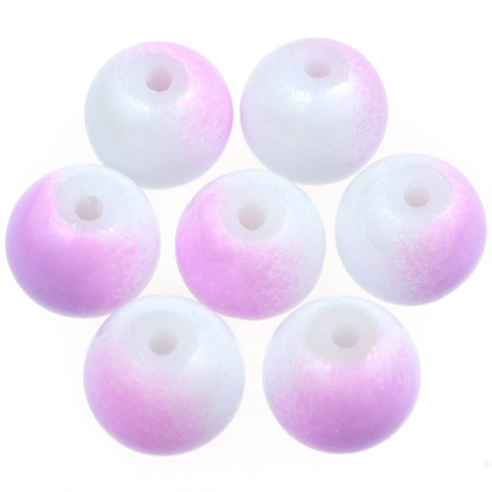 Koraliki DuoColor / szklane / biało-fioletowe / 8mm / 50szt-12951