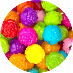 Miks koraliki kwiatki róże / akrylowe / multikolor / 11x10mm / 40szt-11960