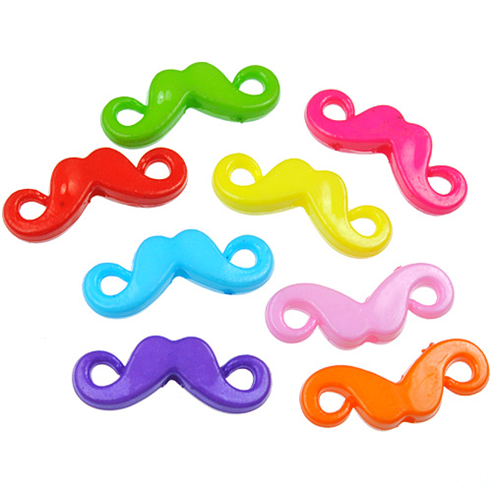 Miks koraliki wąsy / akrylowe / multikolor / 8x20x4mm / 50szt-12968