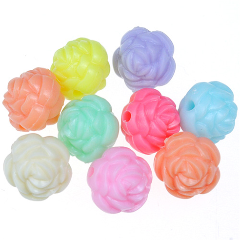 Miks koraliki kwiatki pastelowe róże 12x12mm / akrylowe / multikolor / 30szt-12976