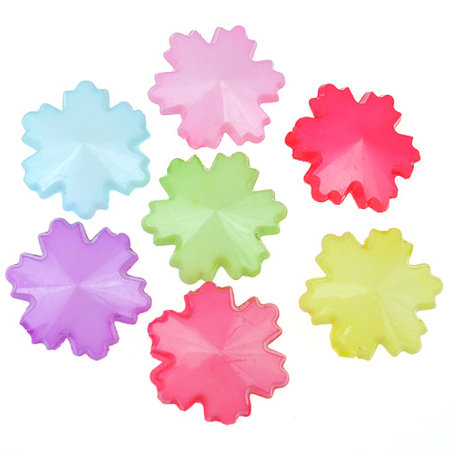 Miks koraliki śnieżynki 15x13.5x6mm / akrylowe / multikolor / 30szt-12978