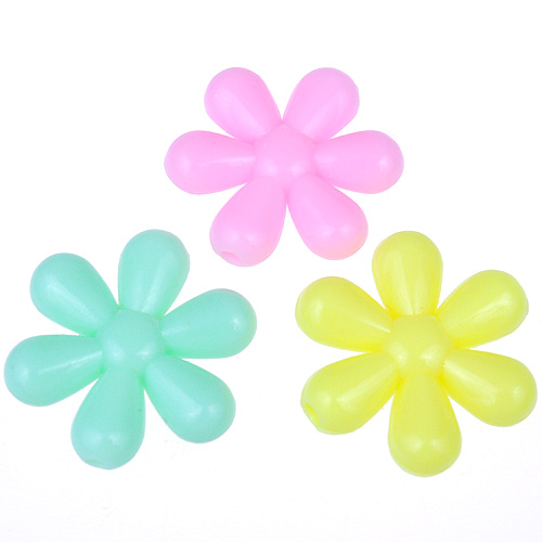 Miks koraliki pastelowe kwiatki 25x24x5mm / akrylowe / multikolor / 15szt-12981