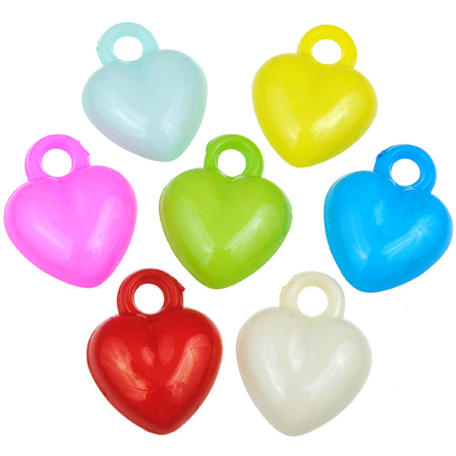 Miks zawieszki koraliki serca serce / akrylowe / multikolor / 18x15x6.5mm / 20szt-12982
