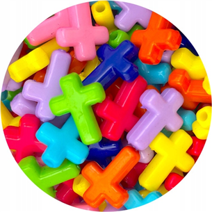 Miks zawieszki koraliki krzyżyki / akrylowe / multikolor / 16x12x4.5mm / 30szt-9304