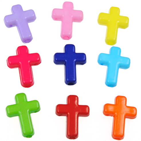 Miks zawieszki koraliki krzyżyki / akrylowe / multikolor / 16x12x4.5mm / 30szt-12984