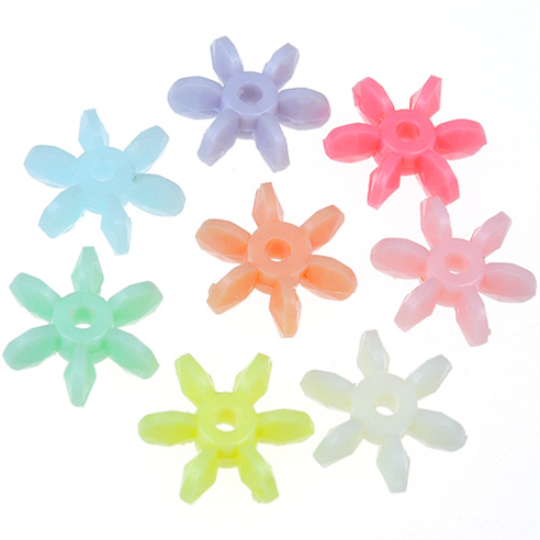 Miks koraliki pastelowe przekładki kwiatki 12x5mm / akrylowe / multikolor / 50szt-12987