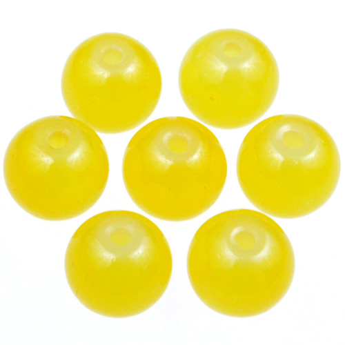 Koraliki kulki ala jadeit / szklane / żółte / 8mm / 50szt-12997