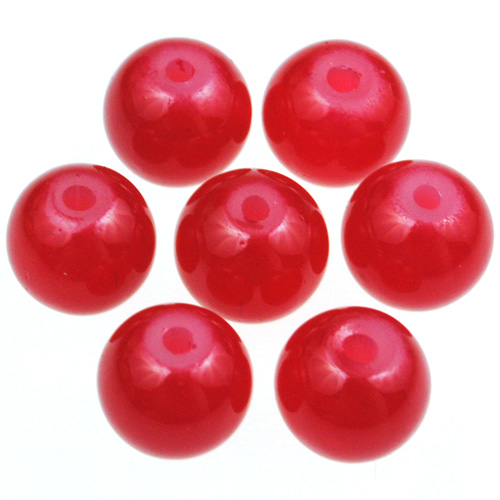 Koraliki kulki ala jadeit / szklane / czerwone / 8mm / 50szt-13000