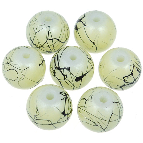 Koraliki powlekane czarna nić / szklane / j.żółte / 8mm / 50szt-13008