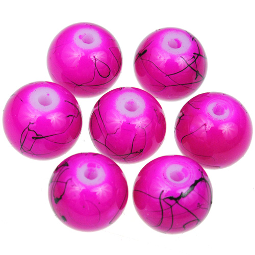 Koraliki powlekane czarna nić / szklane / różowe / 8mm / 50szt-13012